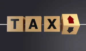 block letters spelling out tax
